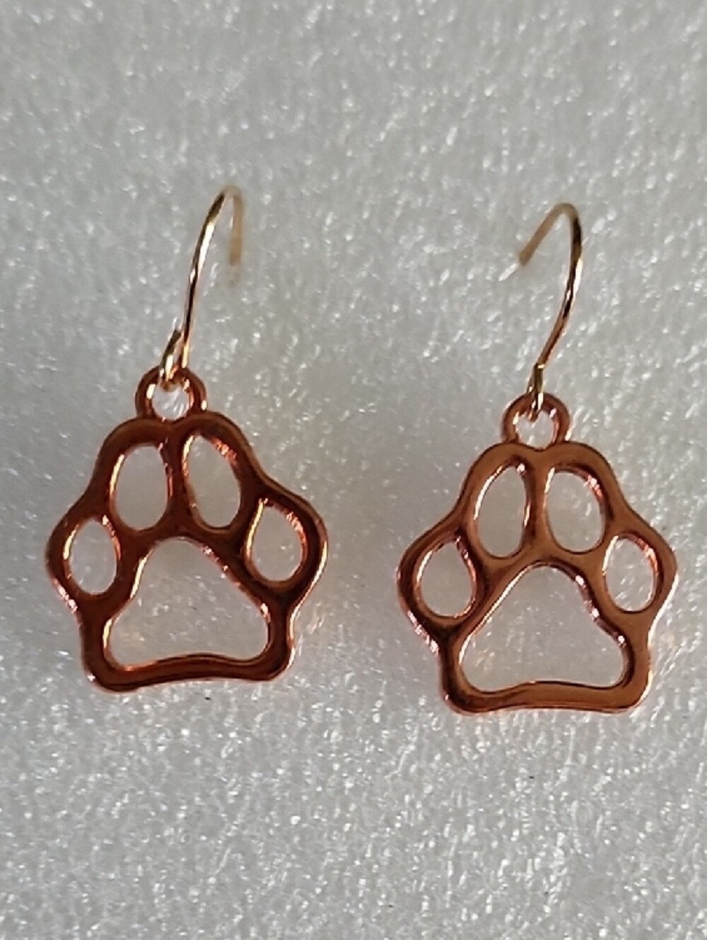 Paw Print Dangle Earrings in Rose Gold